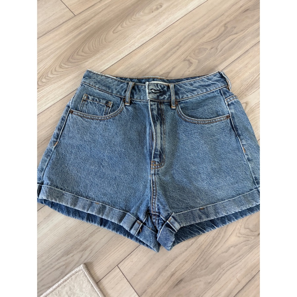 PacSun Mom Short High Waisted Cuffed Denim Jean Shorts Blue Medium Wash 26